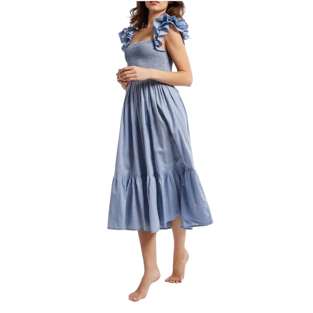 NEW Mille Olympia Dress. Chambray polka dot. M. NWT. - Picture 3 of 10